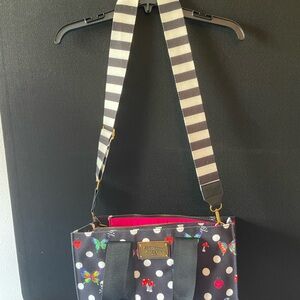 Betsey Johnson skull, butterfly and polka dot shoulder tote. Great condition.